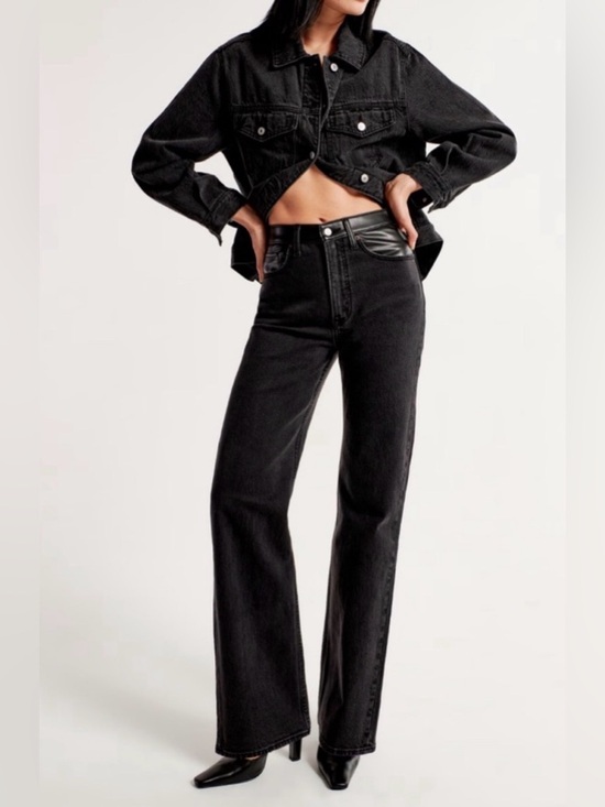 Abercrombie & Fitch Denim - Abercrombie & Fitch Black Ankle Straight Ultra High Rise Vegan Leather 26 XShort